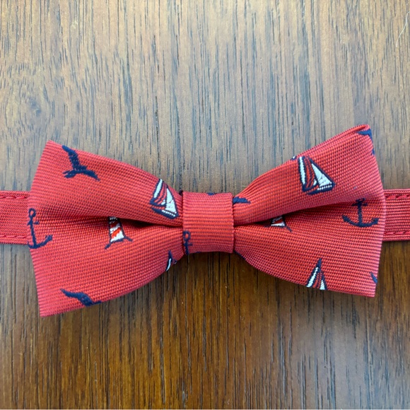 Janie and Jack red nautical boats and anchors print baby bow tie size 0-24M - Picture 2 of 4